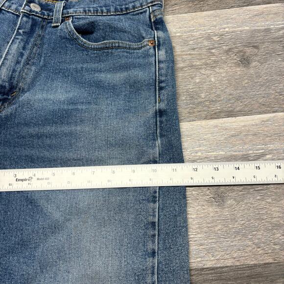 Levis 505 Dark Wash Faded Blue Mens 31x30‎ Regular Straight Denim Jeans Red Tab - Picture 11 of 13
